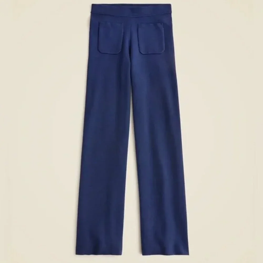 J. Crew Sailor Sweater Wide Leg Trouser Pant XL Tall Patch Pockets Pull On CH665